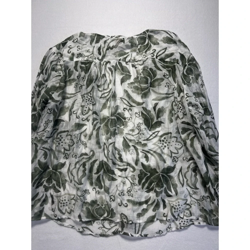 Vince Camuto Women's Transparent Blouse White And Green Floral, Sz S, Oversized - Picture 6 of 8